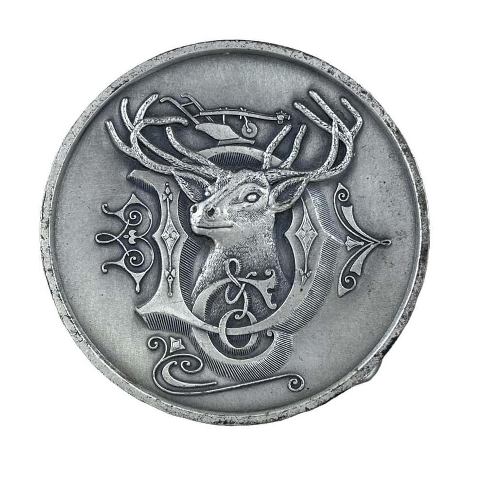 Vintage 1981 John Deere Deer Head and D Logo Silver-Plated Belt Buckle by Maco